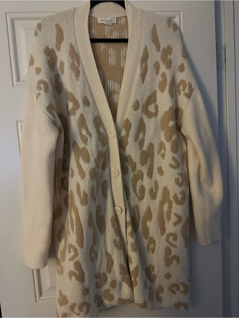 Treasure & Bond Nordstrom Women’s Animal Print V-neck long cardigan XL - Picture 3 of 9